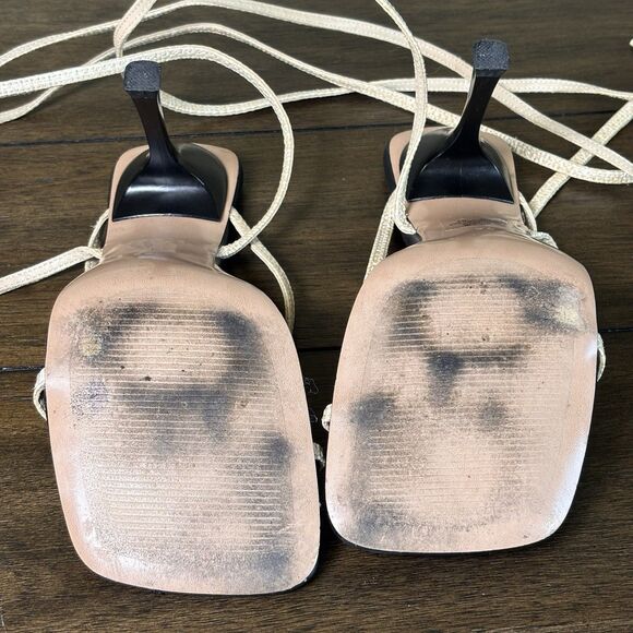 Steve Madden Athea Strappy Square Toe Heel Sandals Raffia Size 7.5 Ankle Strap - Picture 6 of 7